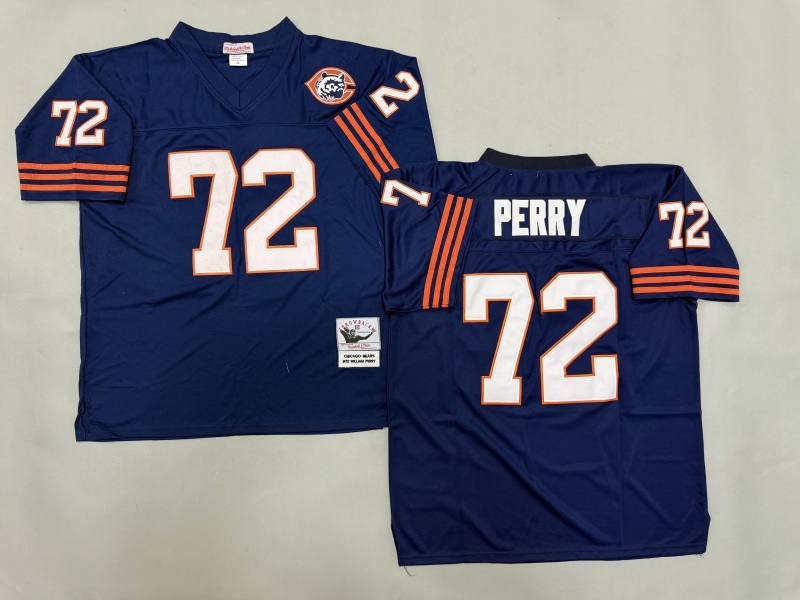 Men 2025 Nike Chicago Bears #72 Perry Blue Throwback Limited NFL Jersey style 001